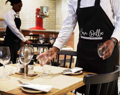 Servers setting tables for service